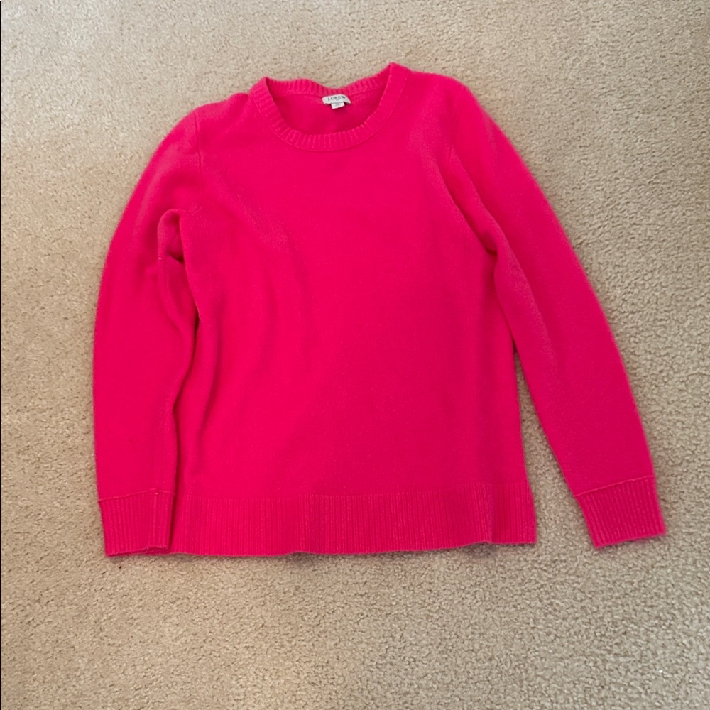 J. Crew Factory Women's Bright Pink Crew Neck Sweater